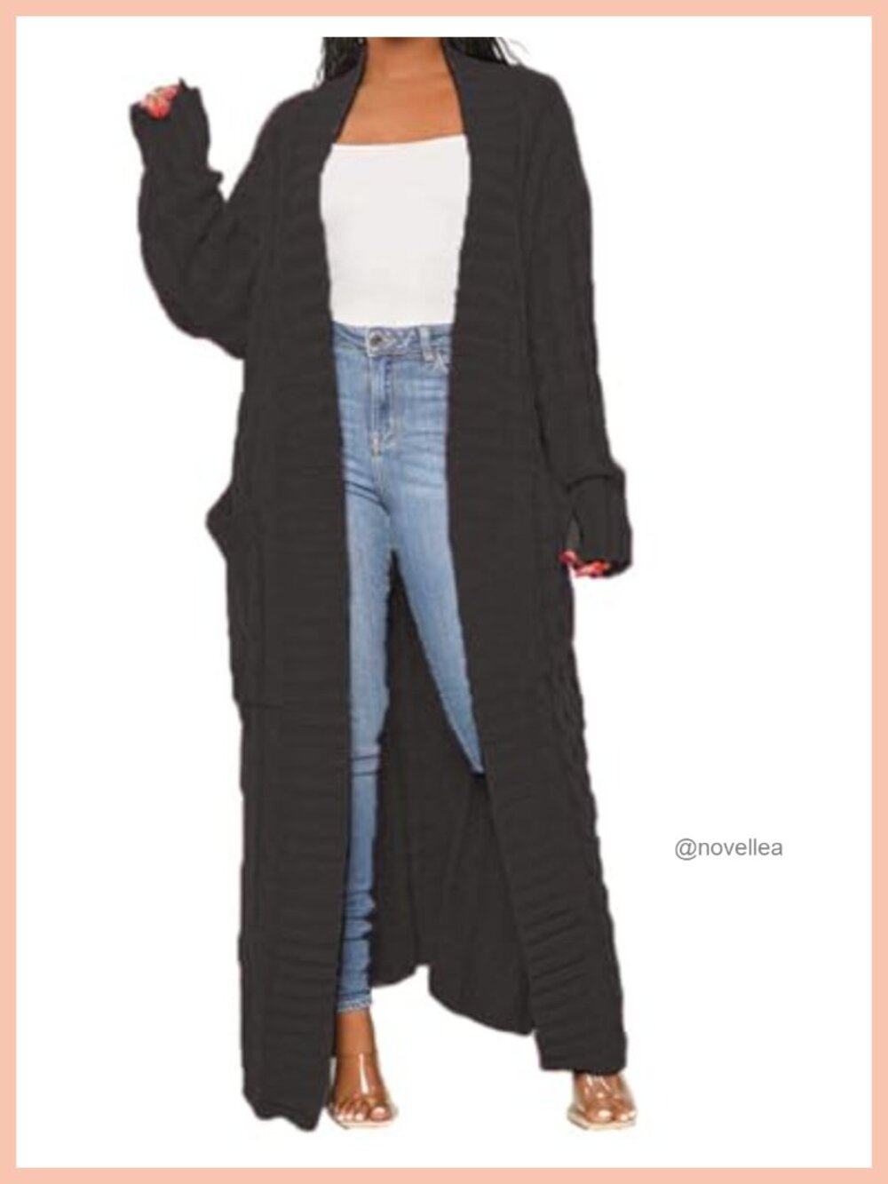 Cable Knit Chunky Cardigan with Pockets Long Maxi Sweater Coat